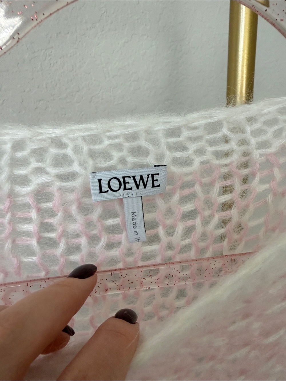 Loewe Pale Pink Hand-Knit Mohair-Blend Crewneck Sweater - Picture 5 of 9